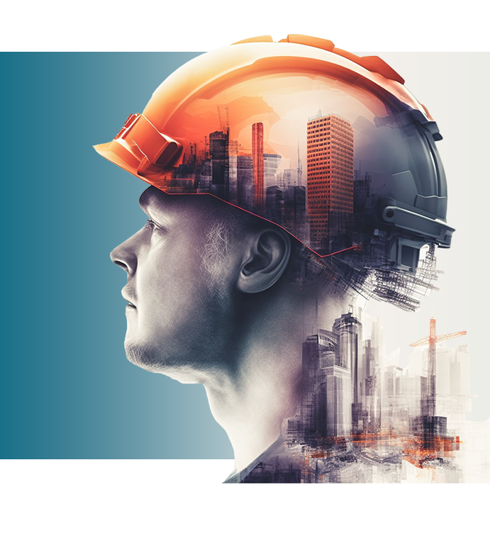 Showcase man with hard hat